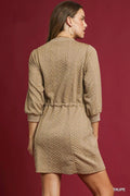 Umgee Drawstring Cable Knit Mini Dress with Pockets - Your Second Look