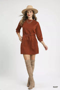Umgee Drawstring Cable Knit Mini Dress with Pockets - Your Second Look
