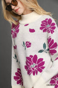 Umgee Floral Patterned Mock Neck Sweater - Your Second Look