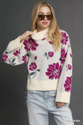 Umgee Floral Patterned Mock Neck Sweater - Your Second Look