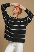 Umgee Wool Blend Striped Round Neck Sweater - Your Second Look