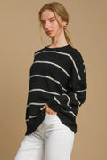 Umgee Wool Blend Striped Round Neck Sweater - Your Second Look