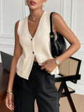 V - Neck Button Down Sweater Vest - Your Second Look