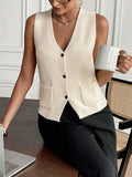 V - Neck Button Down Sweater Vest - Your Second Look