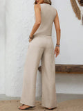 V - Neck Button Down Vest and Pants Set - Your Second Look