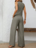 V - Neck Button Down Vest and Pants Set - Your Second Look