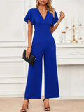 V - Neck Flutter Sleeve Jumpsuit - Your Second Look