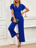 V - Neck Flutter Sleeve Jumpsuit - Your Second Look