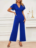 V - Neck Flutter Sleeve Jumpsuit - Your Second Look