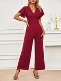 V - Neck Flutter Sleeve Jumpsuit - Your Second Look