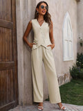 V - Neck Vest and Pants Set - Your Second Look