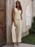 V - Neck Vest and Pants Set - Your Second Look