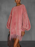Velvet Fringe Hem Mini Dress - Your Second Look