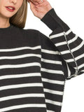 Zenana Exposed Seam Striped Oversized Sweater - Your Second Look