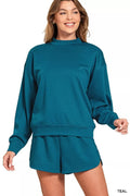 Zenana Scuba Long Sleeve Sweatshirt and Shorts Set - Your Second Look