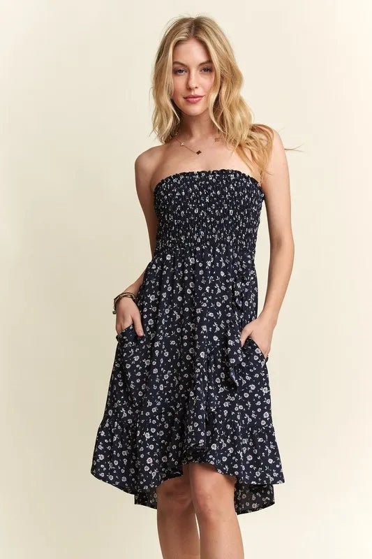 ADORA Smocked Floral Tube Dress with Pockets - Your Second Look