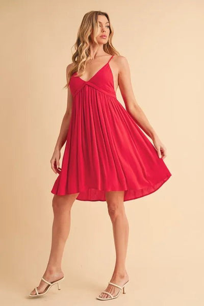 Aemi + Co Ruched Plunge Mini Cami Dress - Your Second Look