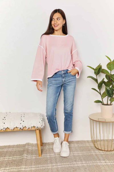 Angel Wings Contrast Detail Dropped Shoulder Knit Top - Your Second Look