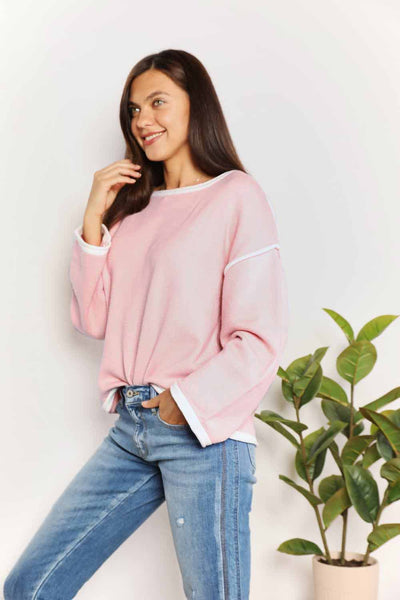 Angel Wings Contrast Detail Dropped Shoulder Knit Top - Your Second Look