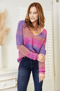 Angel Wings Multicolored Rib - Knit V - Neck Knit Pullover - Your Second Look