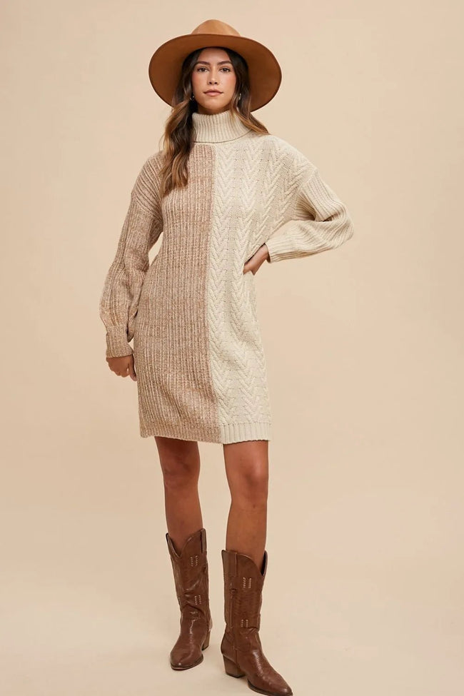 Annie Wear Color Block Turtleneck Sweater Dress - Your Second Look