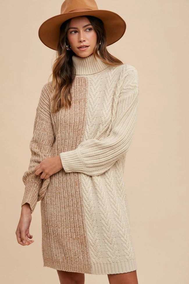 Annie Wear Color Block Turtleneck Sweater Dress - Your Second Look