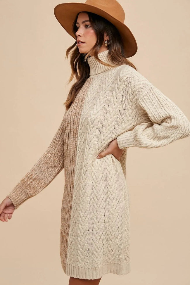 Annie Wear Color Block Turtleneck Sweater Dress - Your Second Look