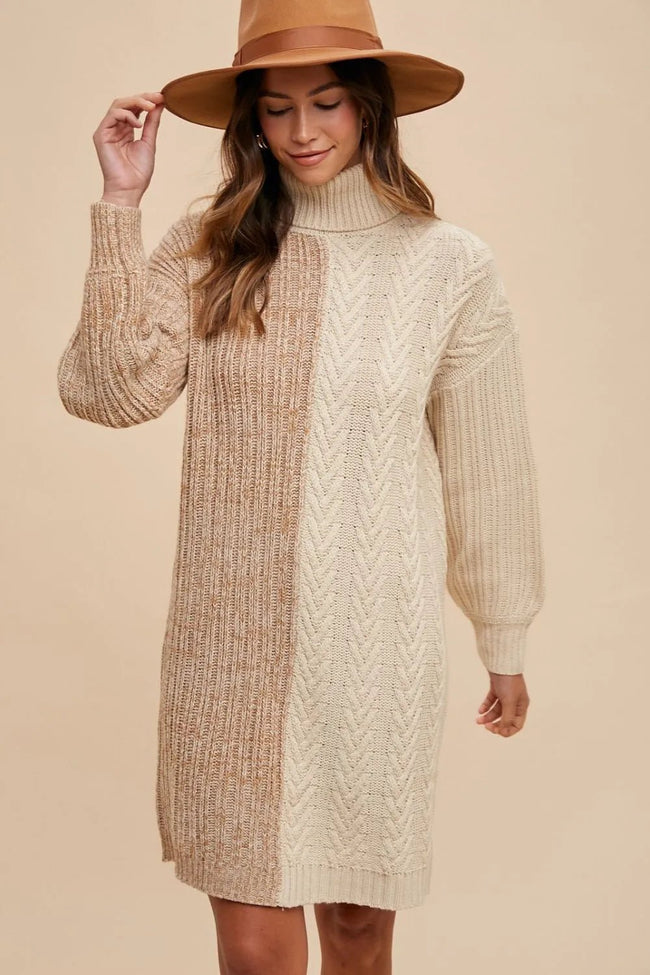 Annie Wear Color Block Turtleneck Sweater Dress - Your Second Look