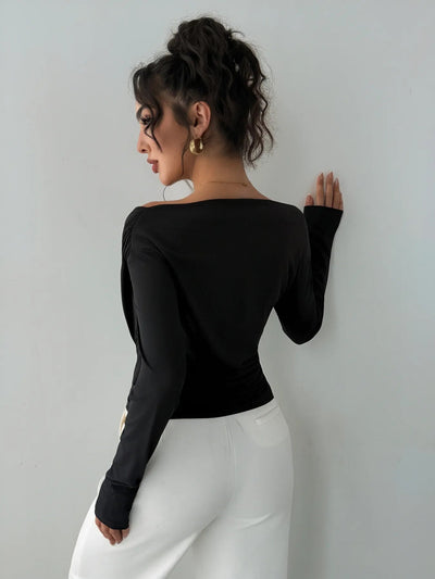 Asymmetrical Long Sleeve Blouse - Your Second Look