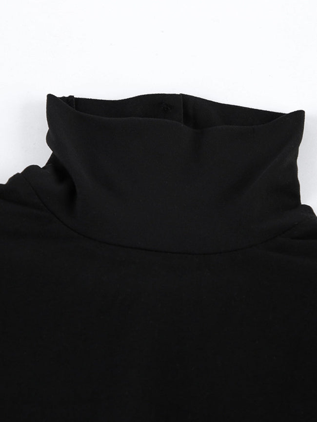 Backless Turtleneck Long Sleeve Bodycon Maxi Dress - Your Second Look