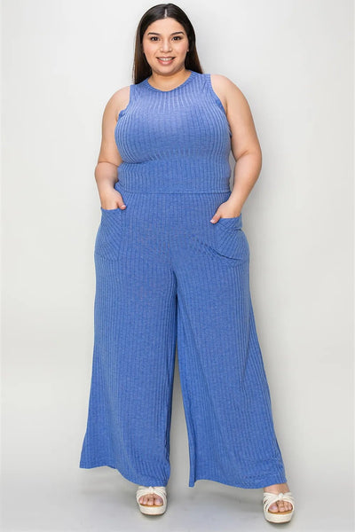 Basic Bae Full Size Ribbed Tank and Wide Leg Pants Set - Your Second Look