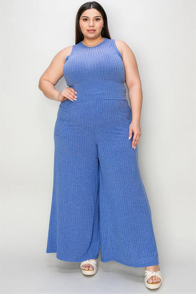 Basic Bae Full Size Ribbed Tank and Wide Leg Pants Set - Your Second Look