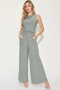 Basic Bae Full Size Ribbed Tank and Wide Leg Pants Set - Your Second Look