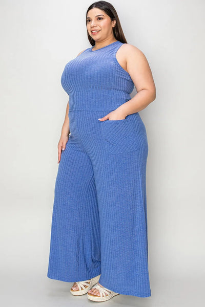 Basic Bae Full Size Ribbed Tank and Wide Leg Pants Set - Your Second Look