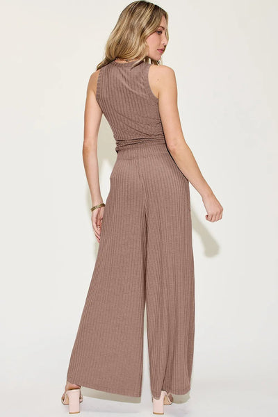 Basic Bae Full Size Ribbed Tank and Wide Leg Pants Set - Your Second Look