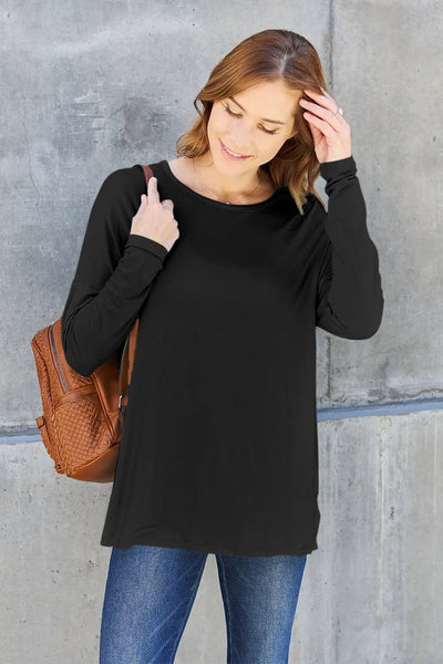 Basic Bae Full Size Round Neck Dropped Shoulder T-Shirt - Your Second Look
