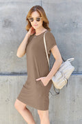 Basic Bae Full Size Round Neck Short Sleeve Dress with Pockets - Your Second Look