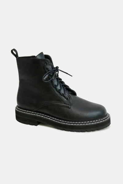 Beast Fashion Faux Leather Lace - Up Boots with Side Zipper - Your Second Look