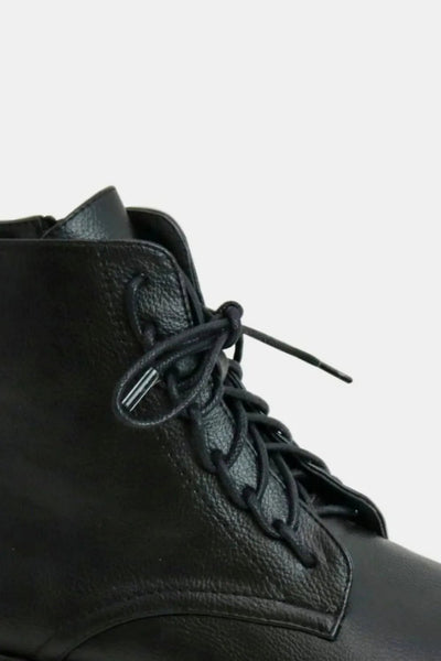 Beast Fashion Faux Leather Lace - Up Boots with Side Zipper - Your Second Look