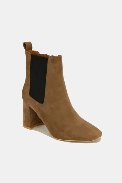 Beast Fashion Faux Suede Block Heel Chelsea Boots with Elastic Side Panel - Your Second Look