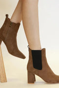 Beast Fashion Faux Suede Block Heel Chelsea Boots with Elastic Side Panel - Your Second Look