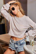 BiBi Cable Knit Long SSleeve Top with Back Round Hole - Your Second Look