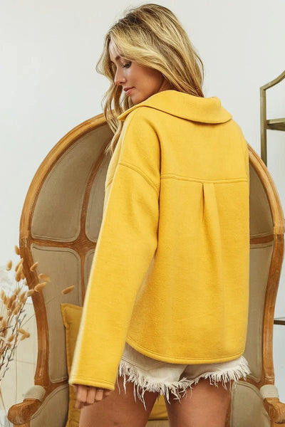 BiBi Flap Pockets Fleece Collared Sweatshirt - Your Second Look