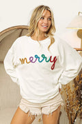 BiBi Merry Tinsel Lettering Drop Shoulder Sweatshirt - Your Second Look