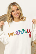 BiBi Merry Tinsel Lettering Drop Shoulder Sweatshirt - Your Second Look