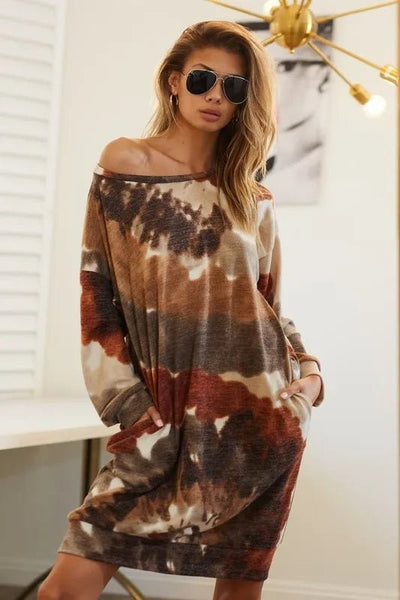 BiBi Tie Dye Print Knit Dress with Side Pocket - Your Second Look