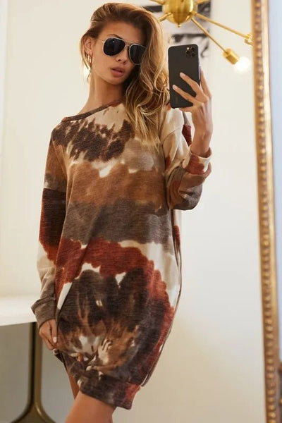 BiBi Tie Dye Print Knit Dress with Side Pocket - Your Second Look