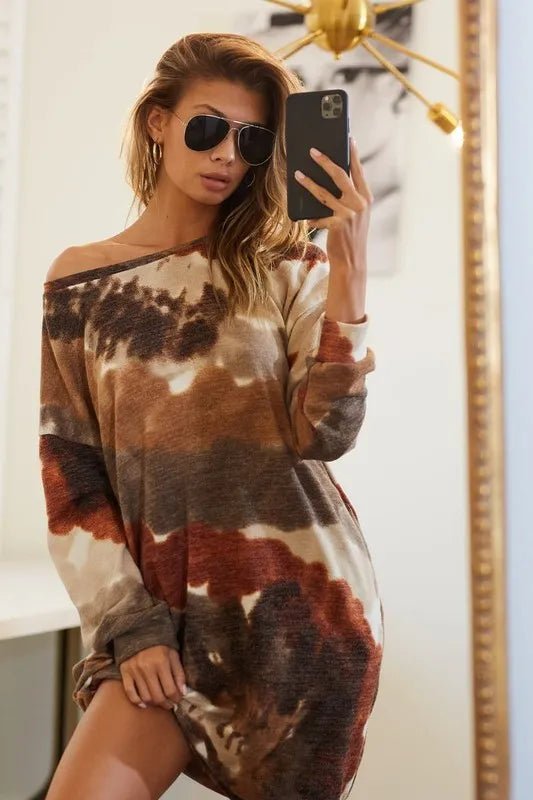 BiBi Tie Dye Print Knit Dress with Side Pocket - Your Second Look