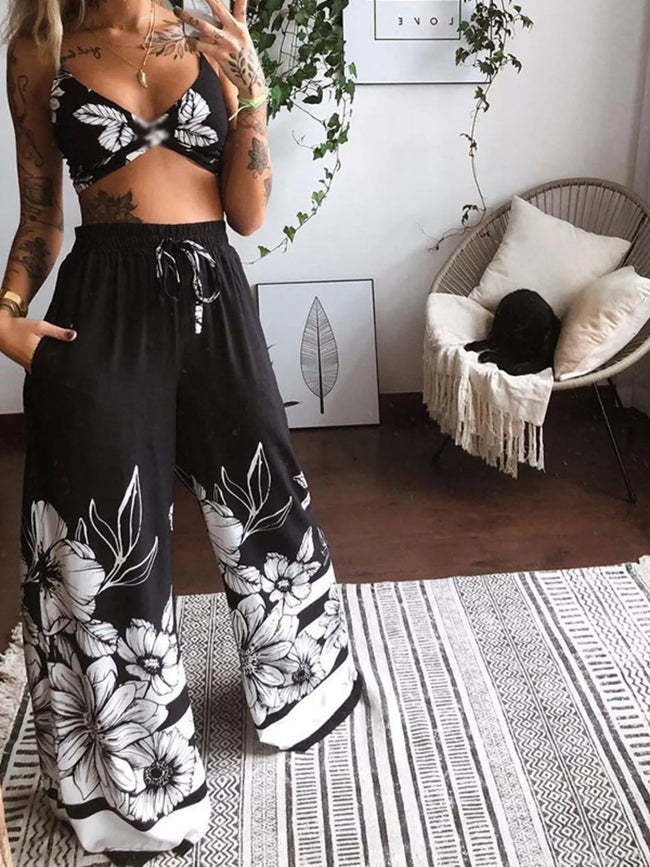 Boho Butterfly Print Top and Pants Set - Your Second Look