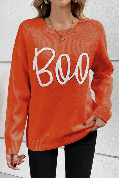 BOO Round Neck Long Sleeve Sweater - Your Second Look